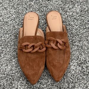 a new day Tan Suede Chain Mules